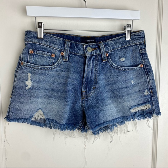 Lucky Brand Pants - LUCKY BRAND Women’s Boy Mid Rise Distressed Denim Jean Shorts size 4 / 27